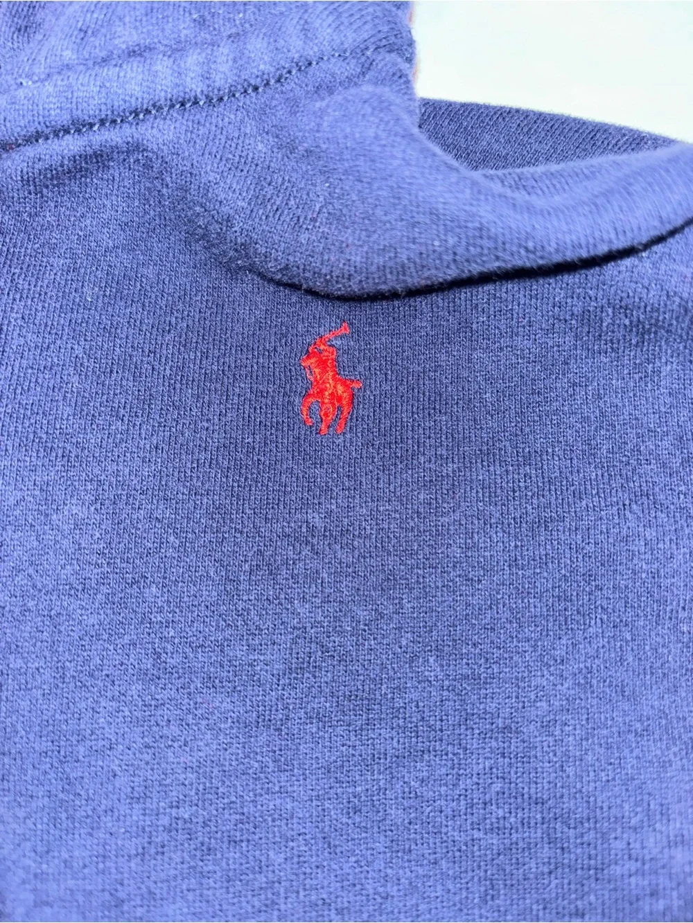 Ralph Lauren Navy Zip Hoodie with Red Pony Logo - Kids